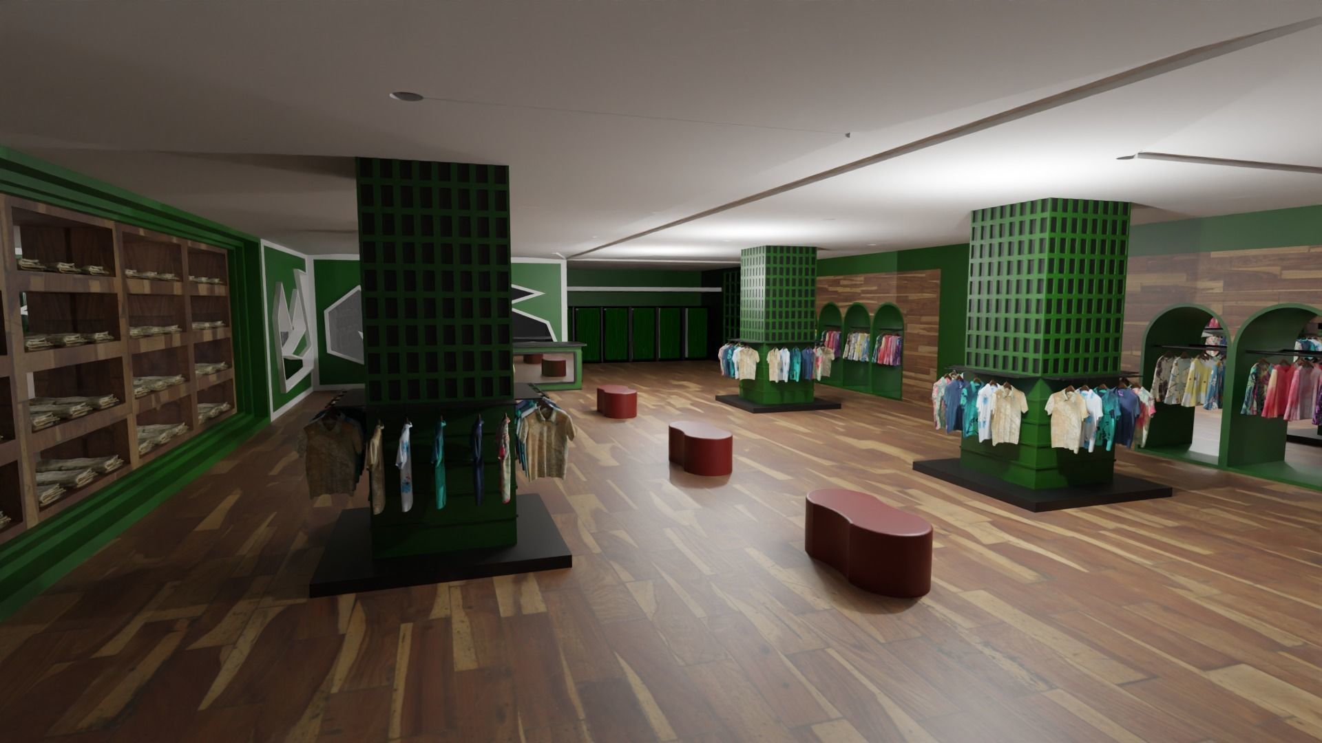 Clothing Store interior  Low-poly 3D model_1