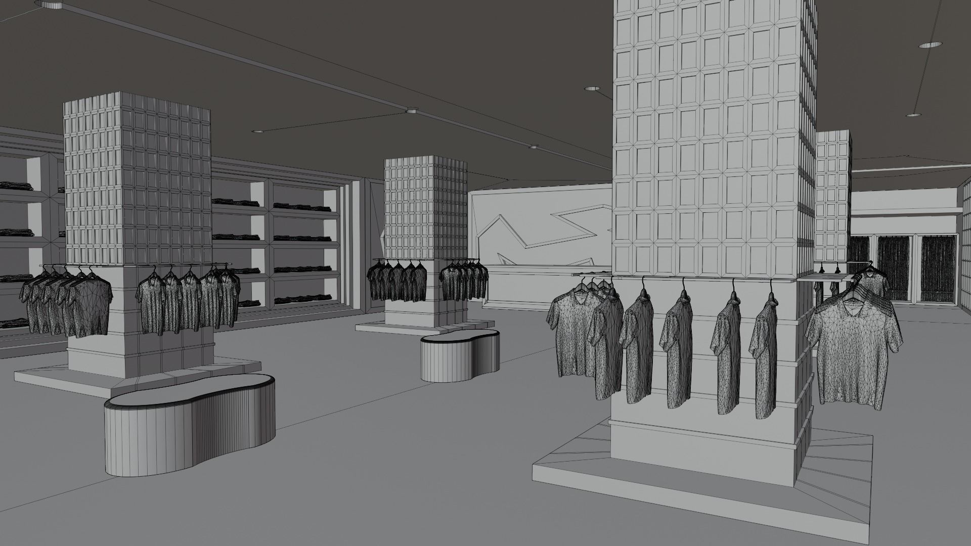 Clothing Store interior  Low-poly 3D model_8
