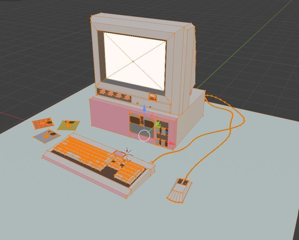 Retro PC Low-poly 3D model_3