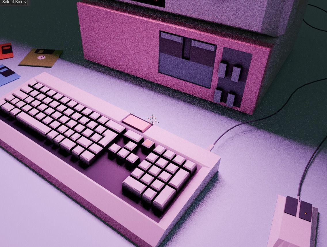 Retro PC Low-poly 3D model_1