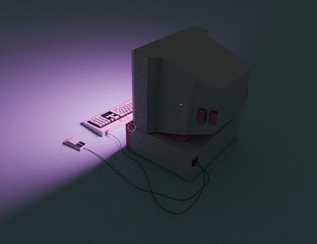 Retro PC Low-poly 3D model_2