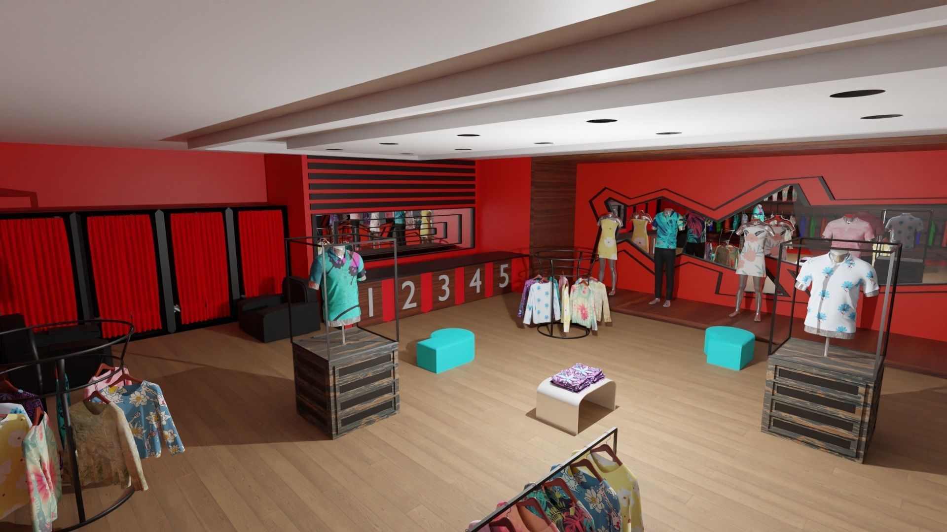 Clothing Store interior  Low-poly 3D model_4