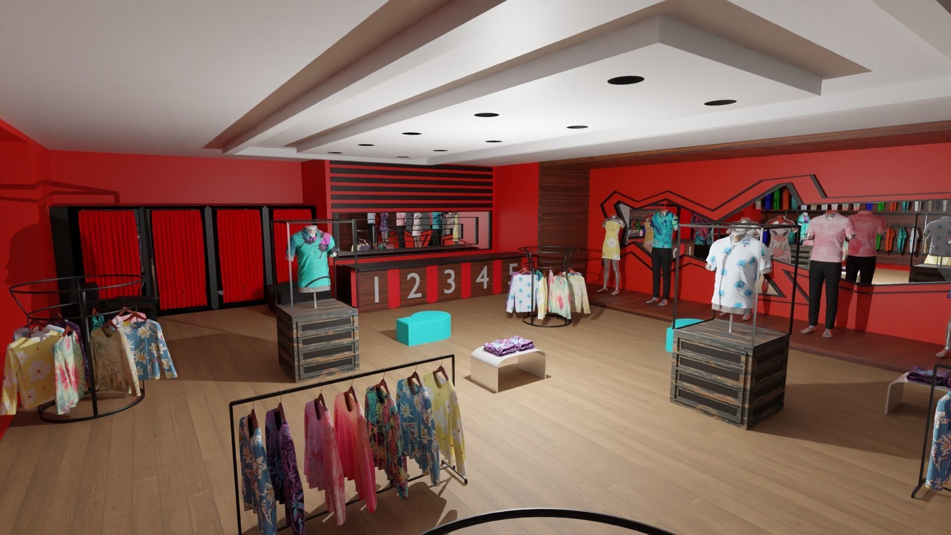Clothing Store interior  Low-poly 3D model_2