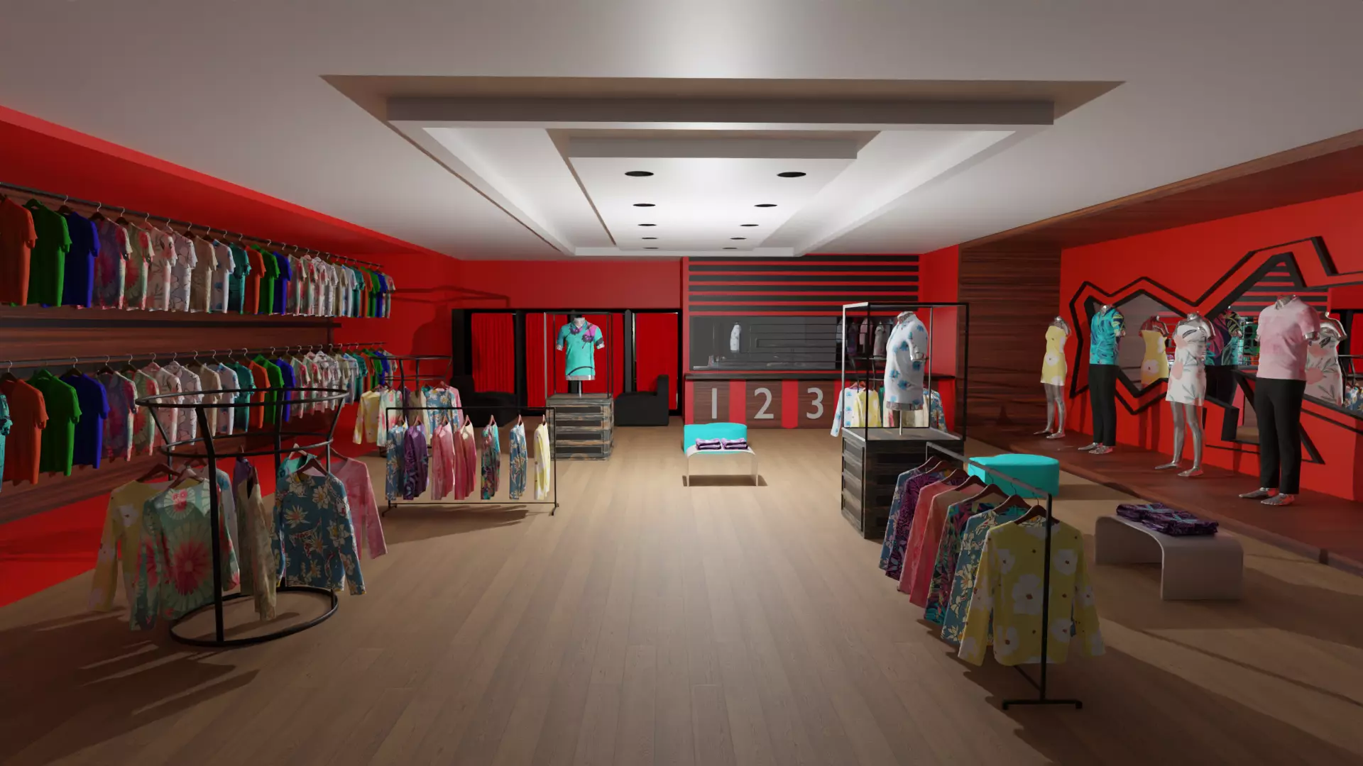 Clothing Store interior  Low-poly 3D model_0