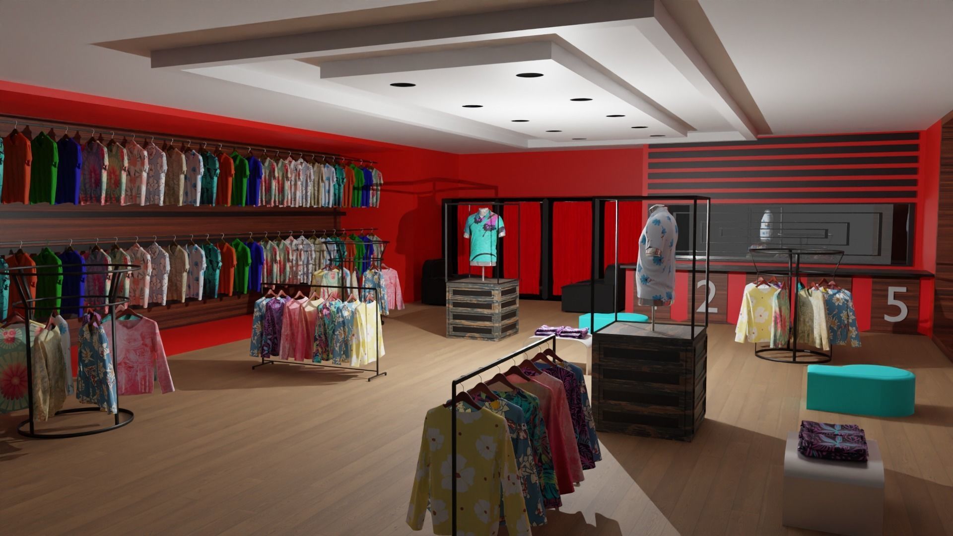 Clothing Store interior  Low-poly 3D model_1