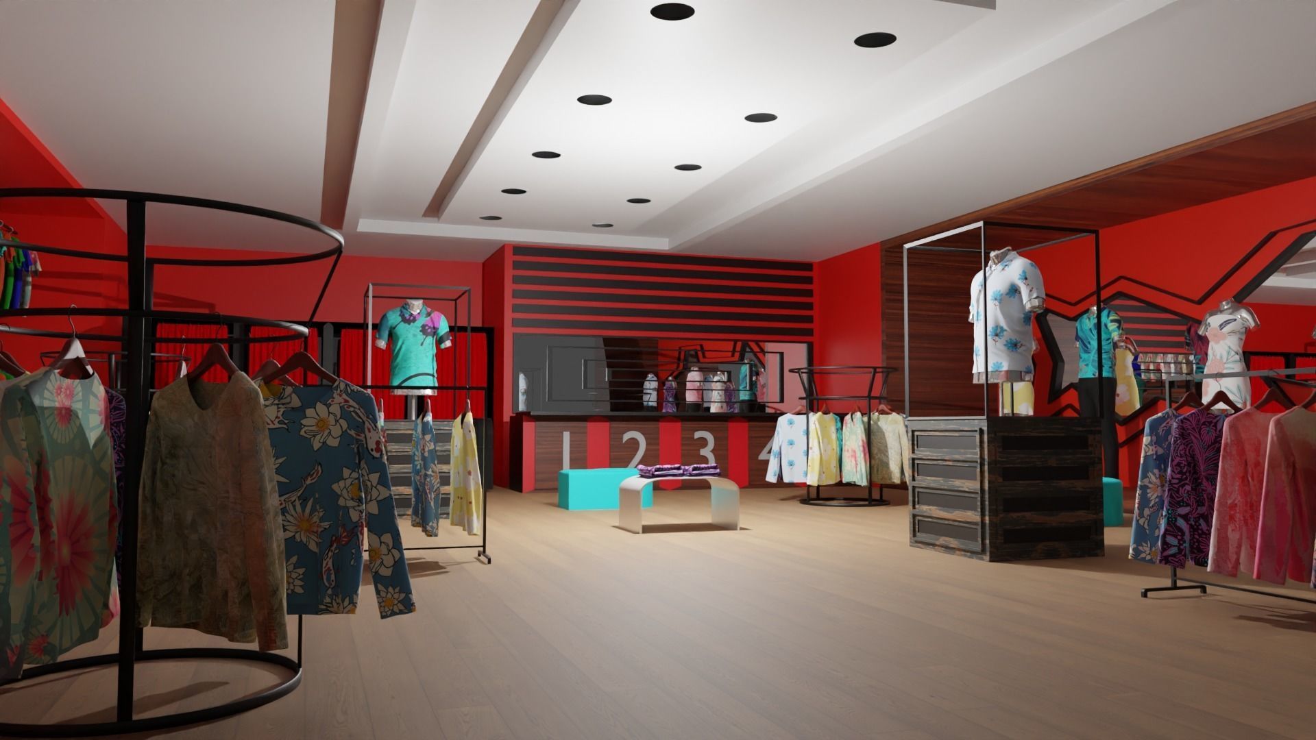 Clothing Store interior  Low-poly 3D model_5