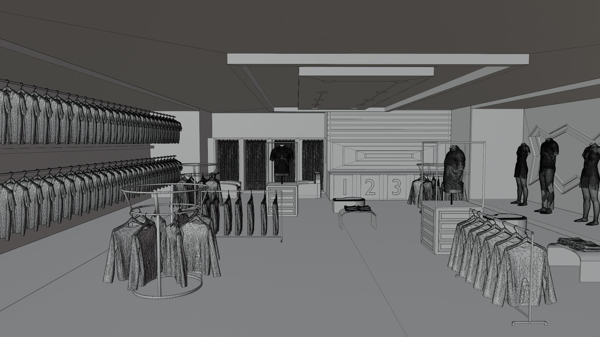 Clothing Store interior  Low-poly 3D model_7