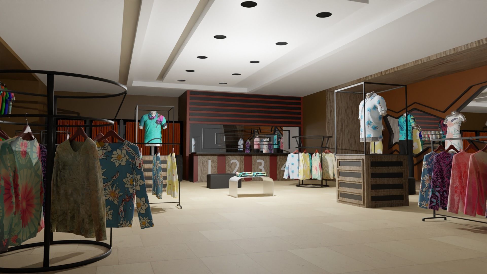 Clothing Store interior  Low-poly 3D model_6
