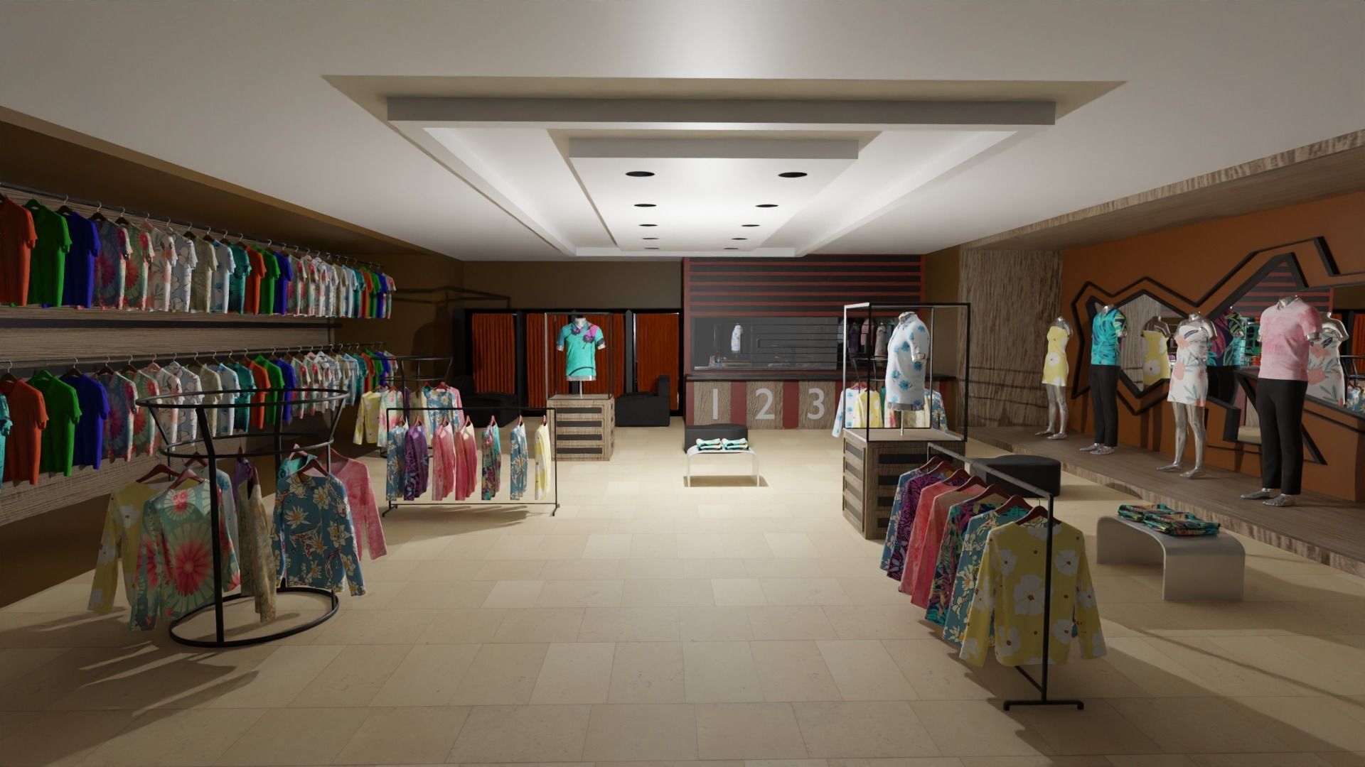 Clothing Store interior  Low-poly 3D model_1