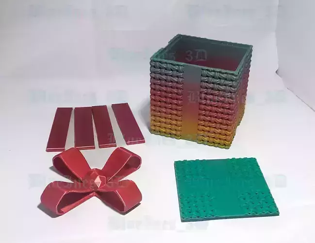 CROCHET CHRISTMAS GIFT BOX MULTIPARTS 3D print model