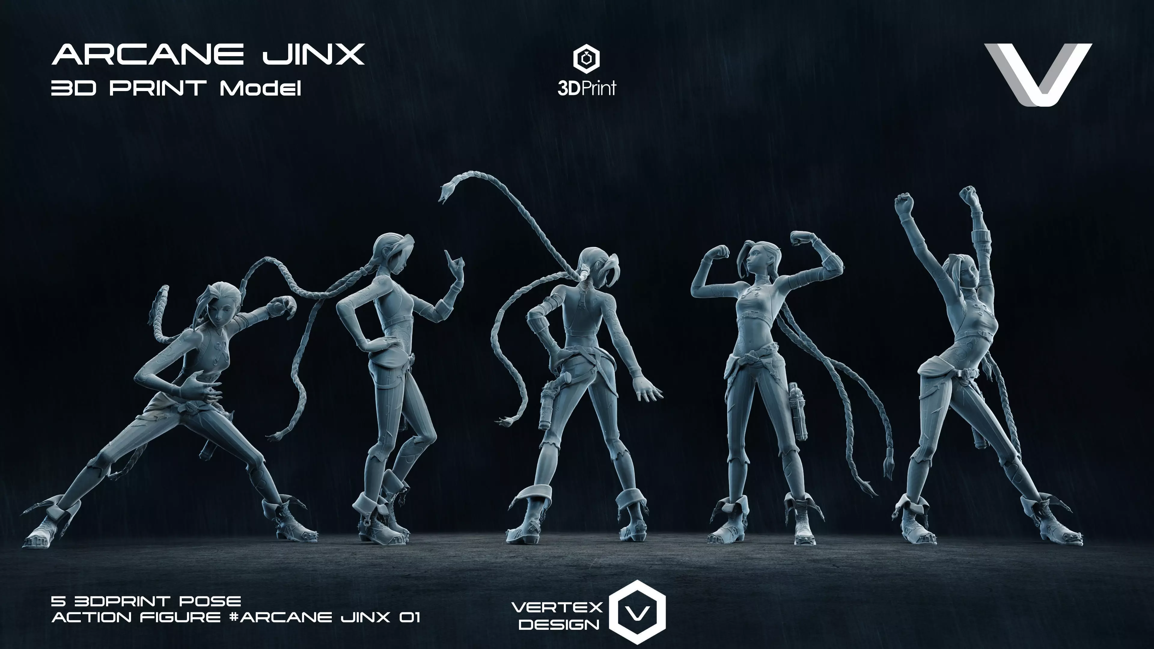  5 Arcane Jinx Action Figures Pack01 3D print model_0