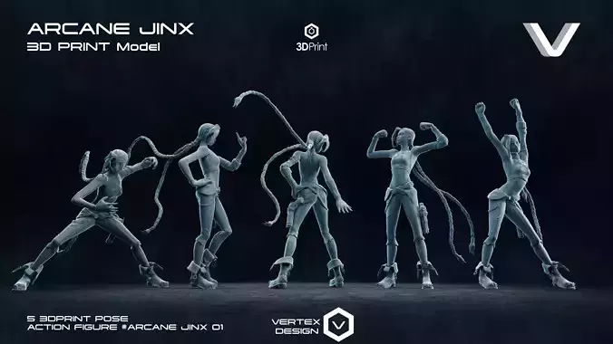  5 Arcane Jinx Action Figures Pack01 3D print model