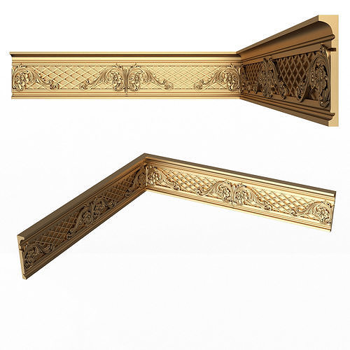 Cornice Decoration Molding 014 90 Degree Low-poly 3D model