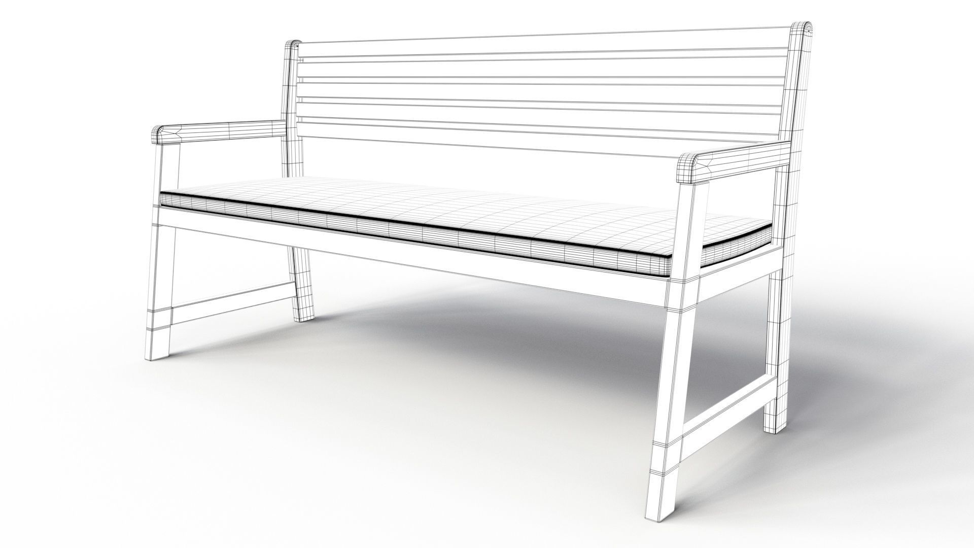 outdoor bench Low-poly 3D model_3