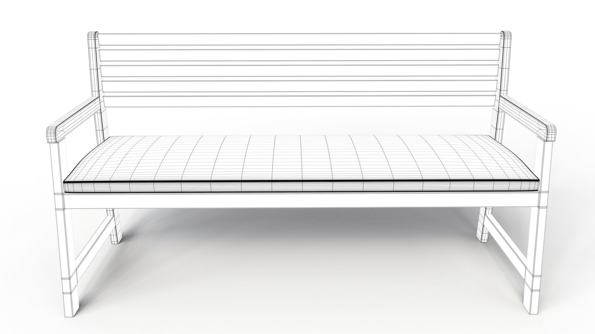 outdoor bench Low-poly 3D model_4