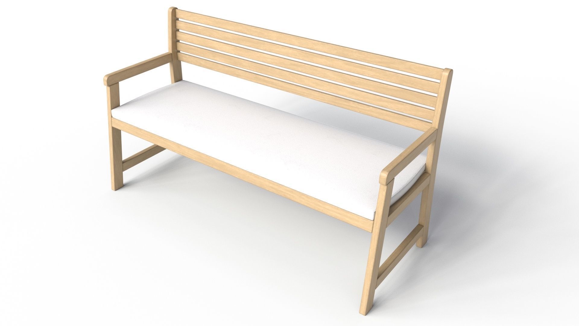 outdoor bench Low-poly 3D model_2