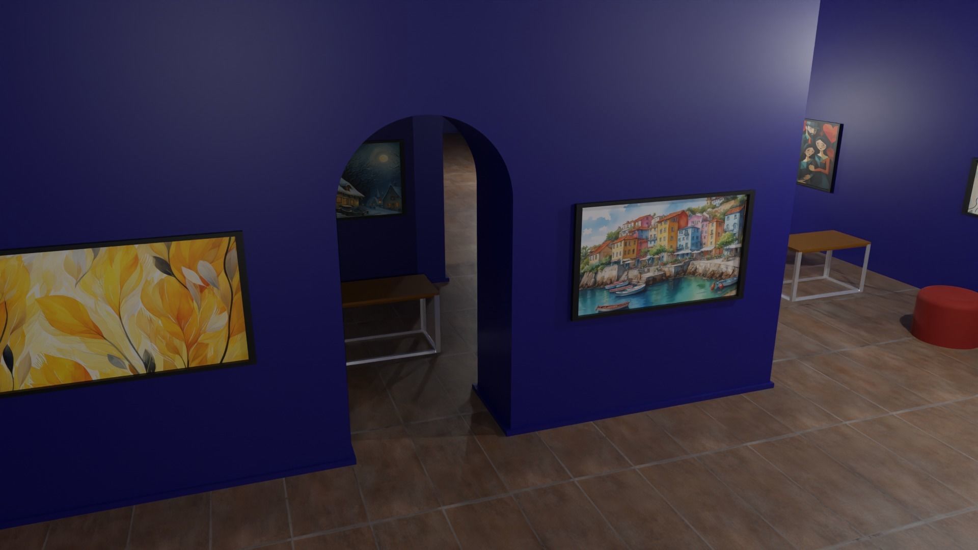 Art Gallery  Low-poly 3D model_5