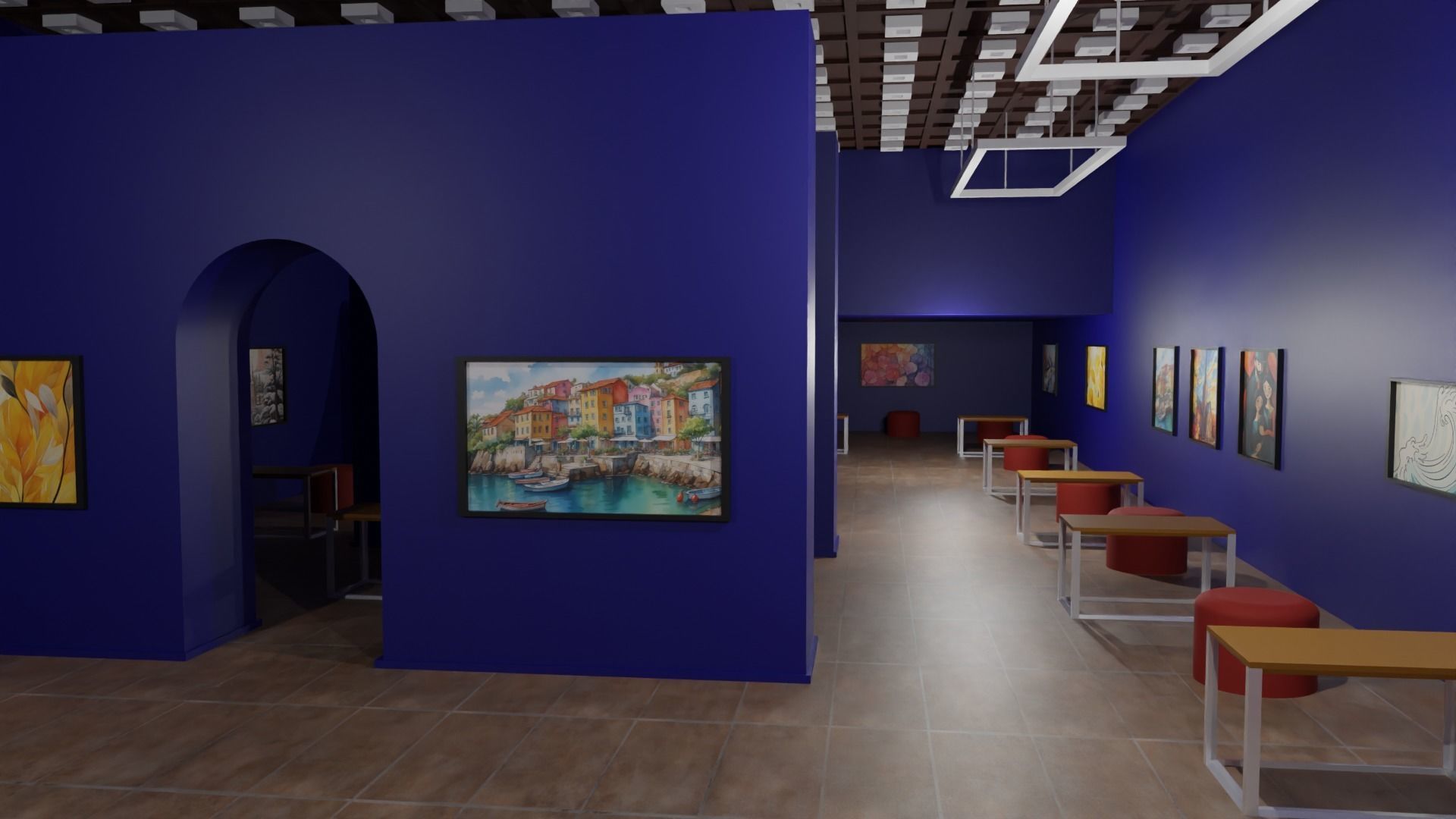 Art Gallery  Low-poly 3D model_1
