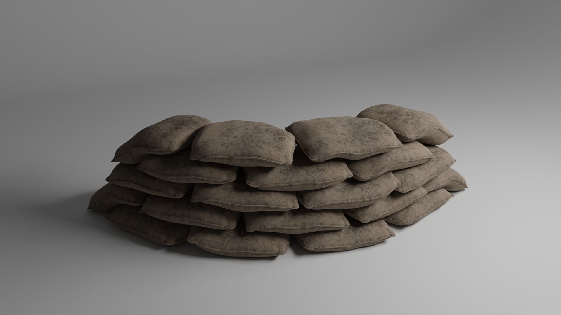 Sandbag Walls Fortifications  Low and Highpoly PBR Low-poly 3D model_2