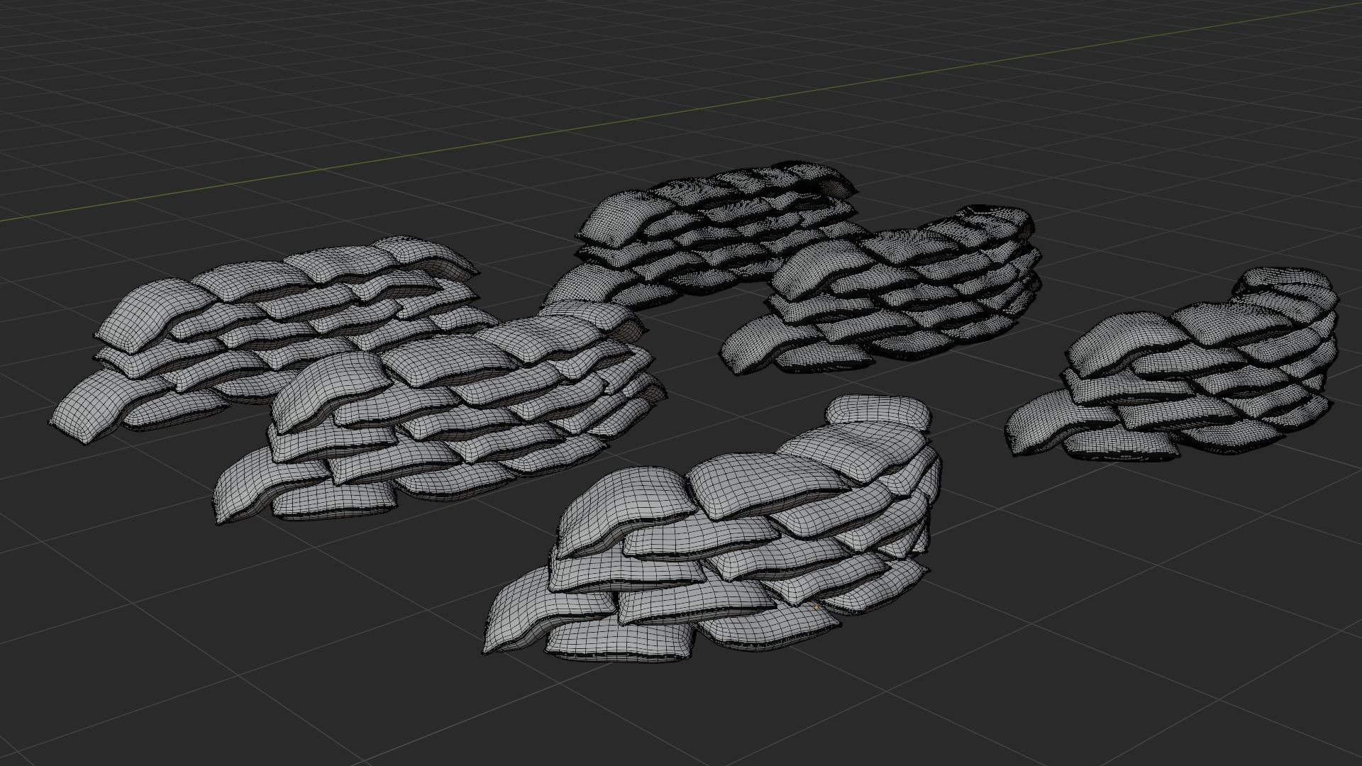 Sandbag Walls Fortifications  Low and Highpoly PBR Low-poly 3D model_6