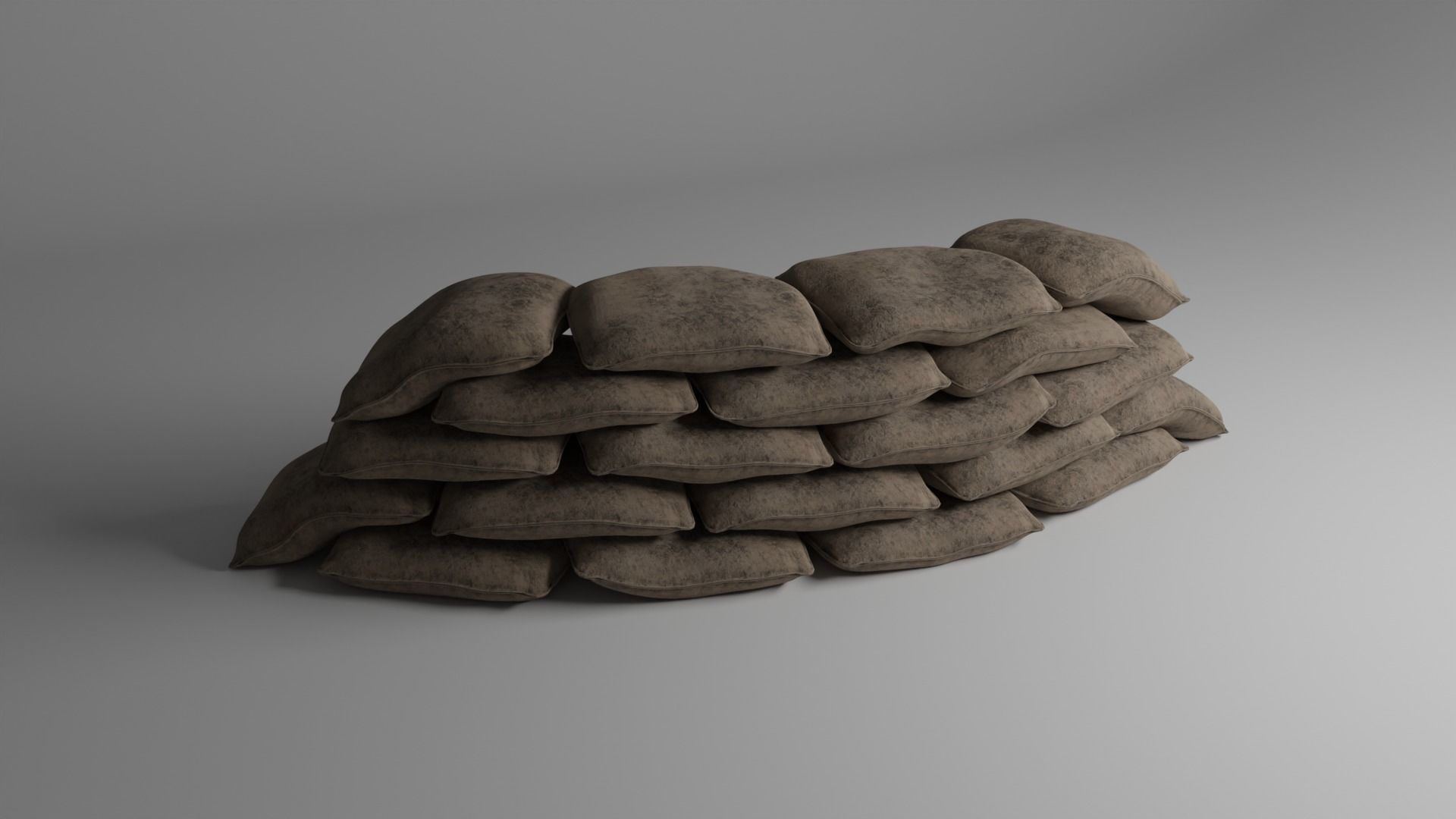 Sandbag Walls Fortifications  Low and Highpoly PBR Low-poly 3D model_3