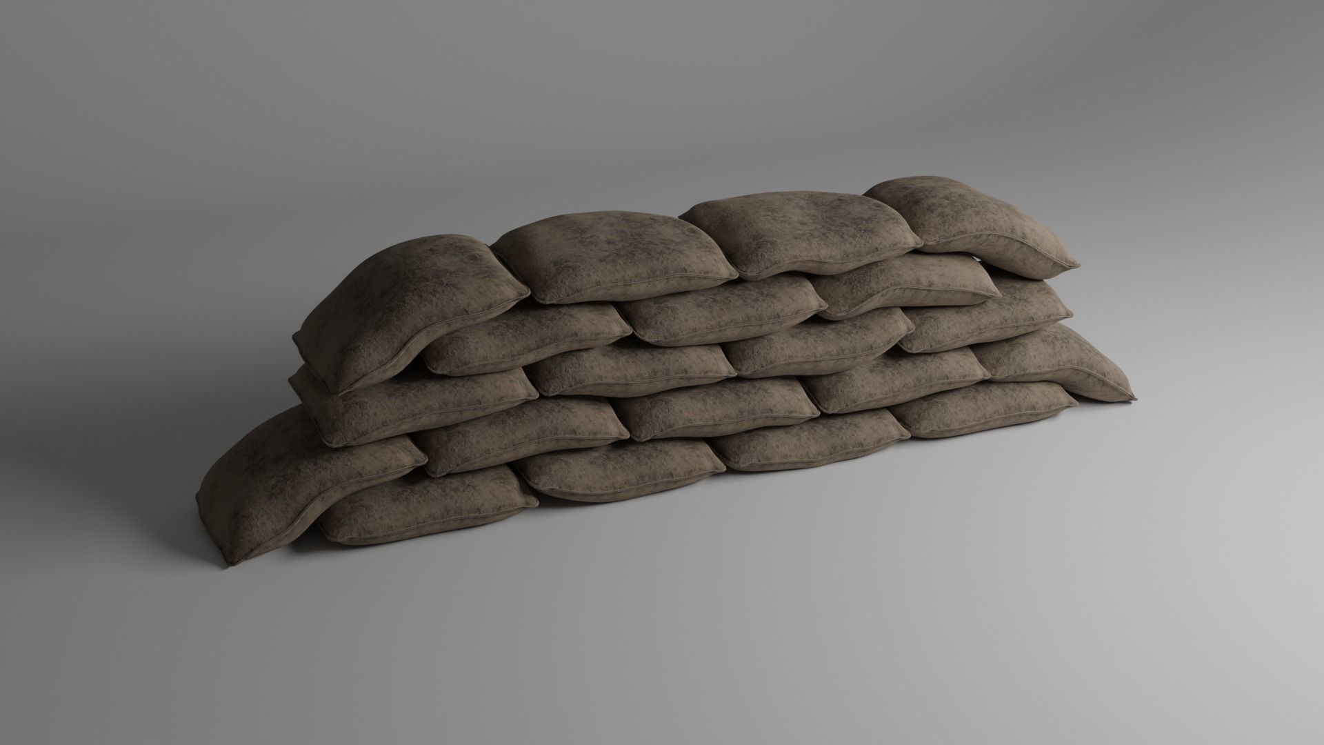 Sandbag Walls Fortifications  Low and Highpoly PBR Low-poly 3D model_4