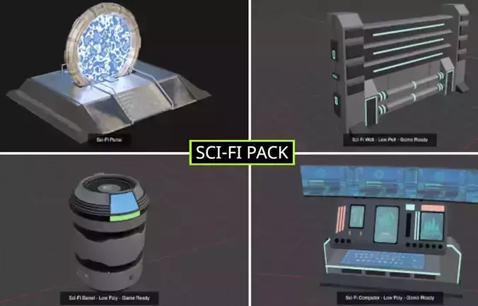 Sci-Fi Futuristic Scene - Game Ready 3D Model Collection