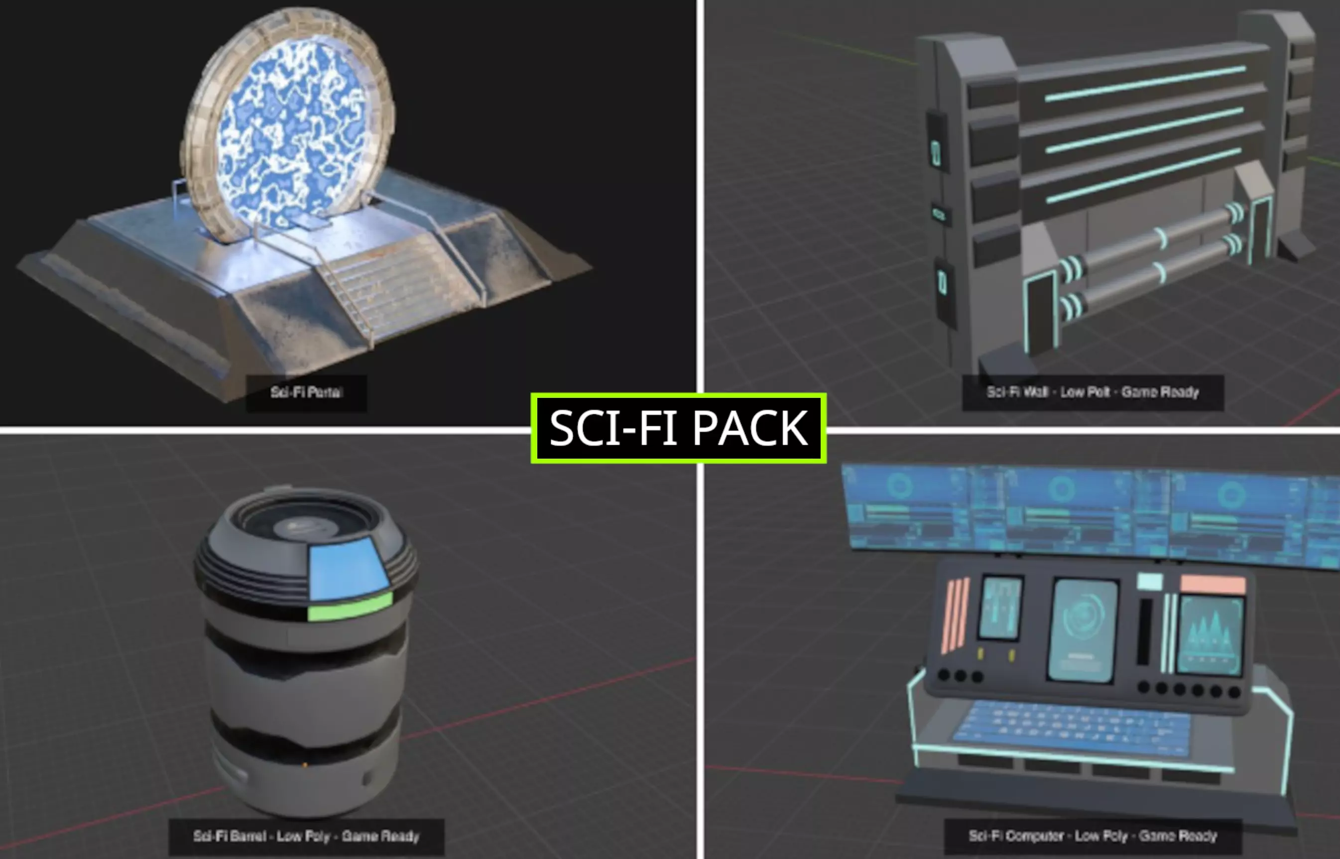 Sci-Fi Futuristic Scene - Game Ready 3D Model Collection_0