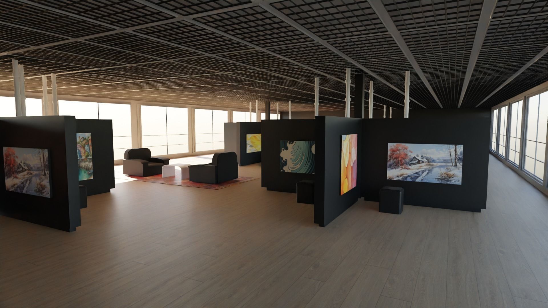 Art Gallery  Low-poly 3D model_1