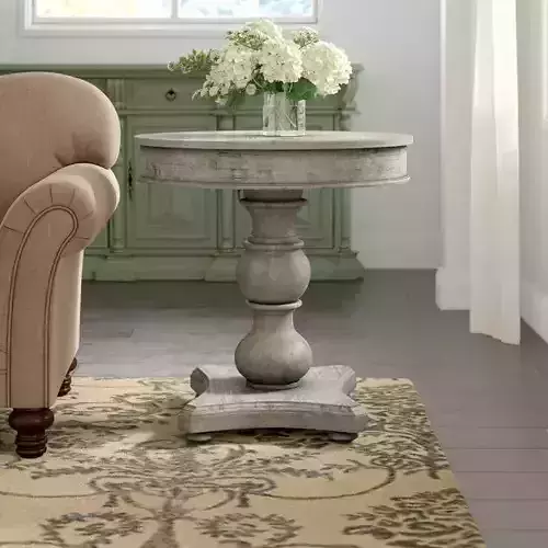 Solid Wood Pedestal End Table