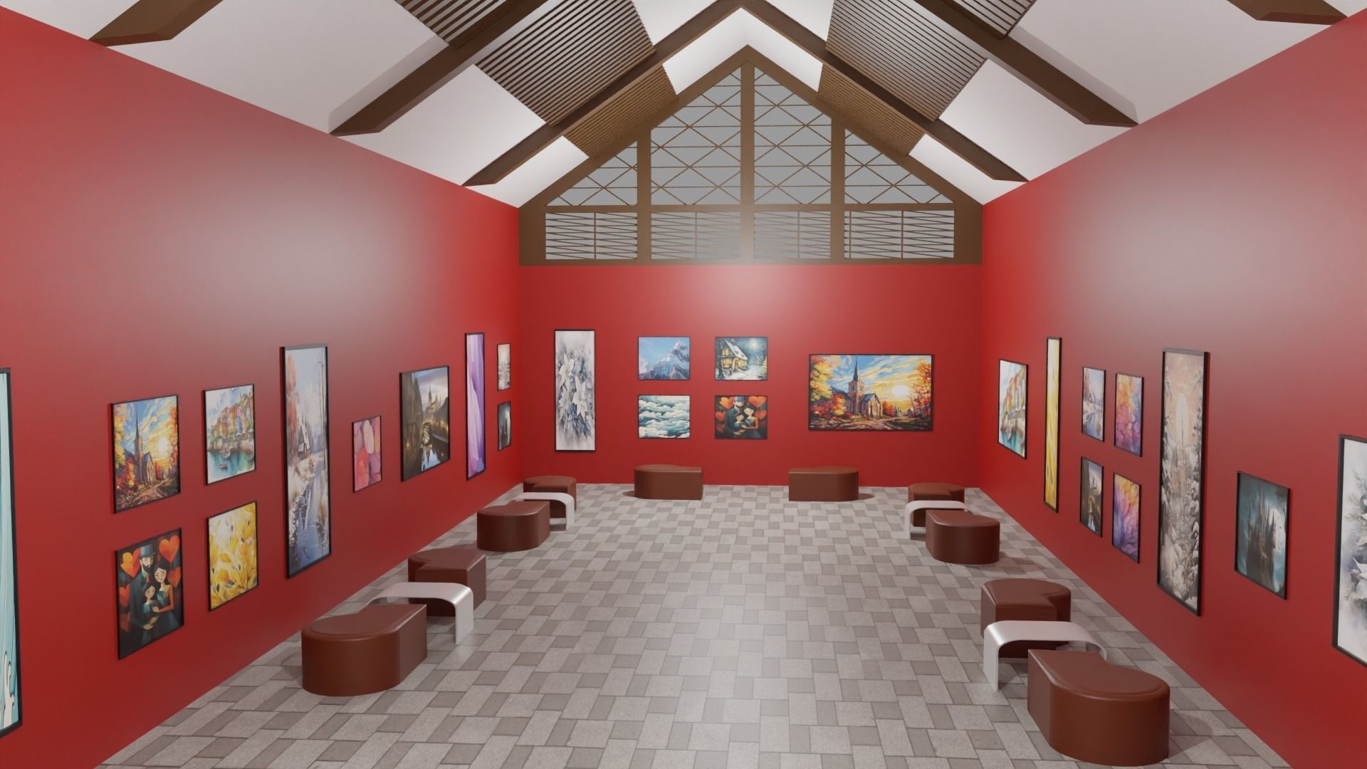 Art Gallery  Low-poly 3D model_1