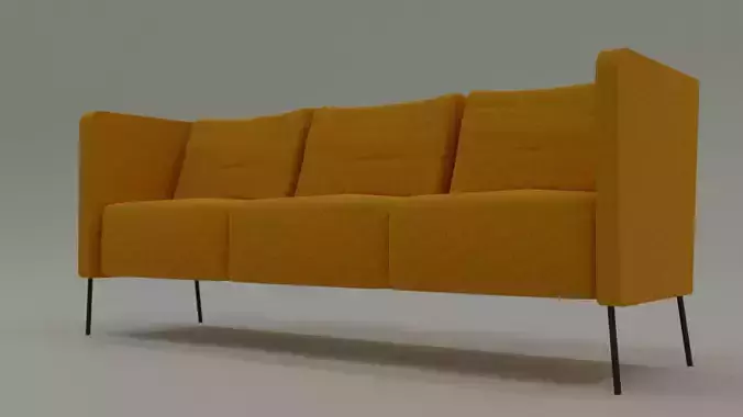 Modern yellow upholstered sofa for a small room
