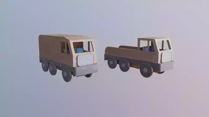 WOODEN TRUCK TOYS BUNDLE - RogueFilmProductions Low-poly 3D model