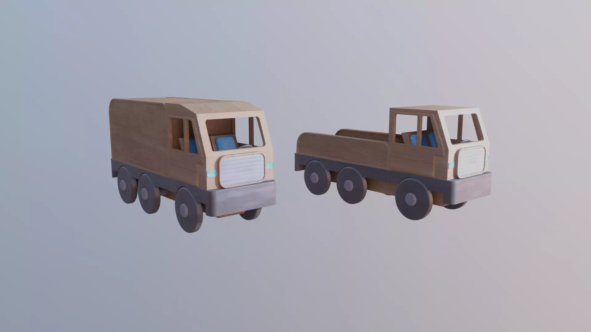 WOODEN TRUCK TOYS BUNDLE - RogueFilmProductions Low-poly 3D model_0