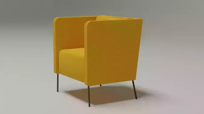 Modern yellow upholstered armchair for a small room