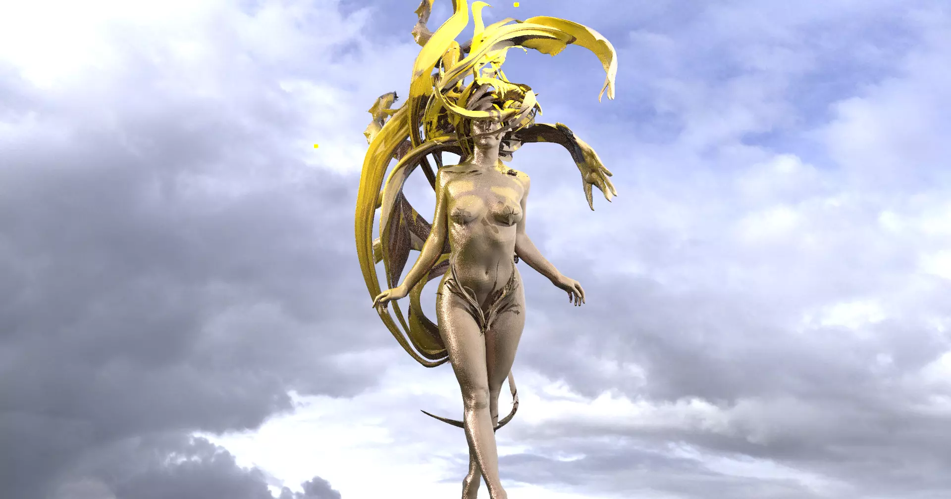 Hollow inspired tree statue 3D model_0