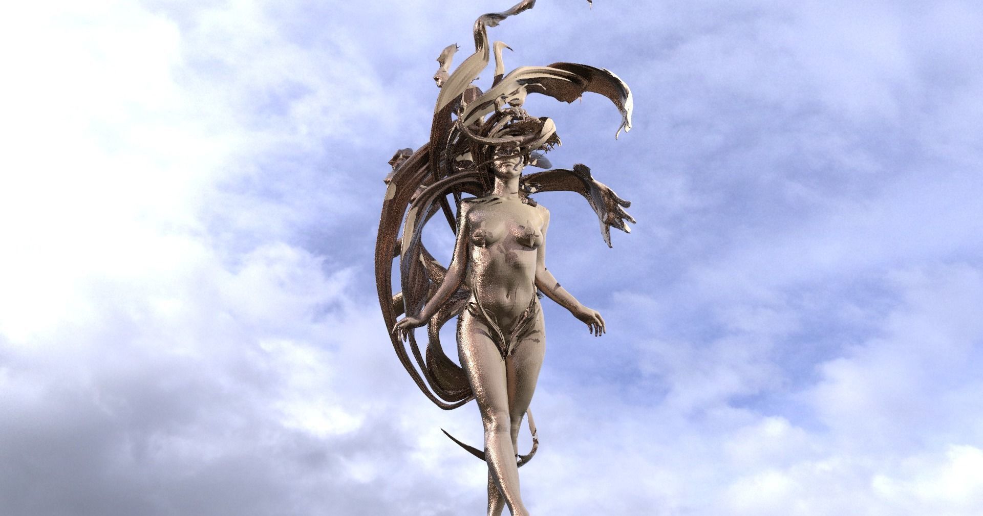 Hollow inspired tree statue 3D model_1