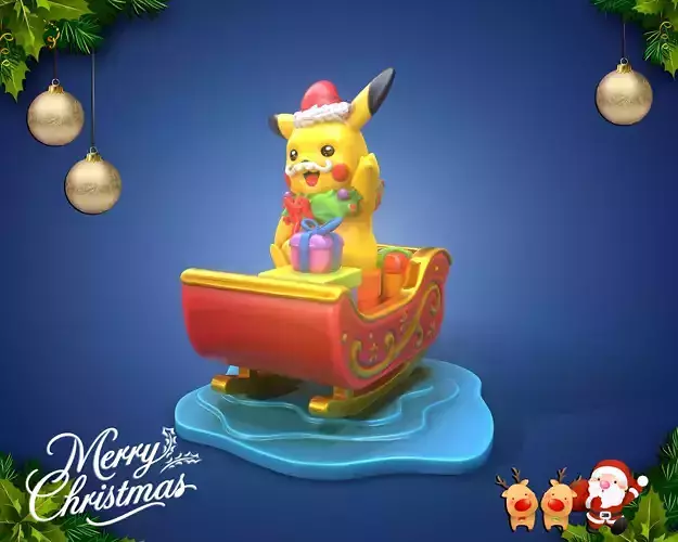 Pikachu 04 Christmas 3d print Stl Pokemon 3D print model  3D print model