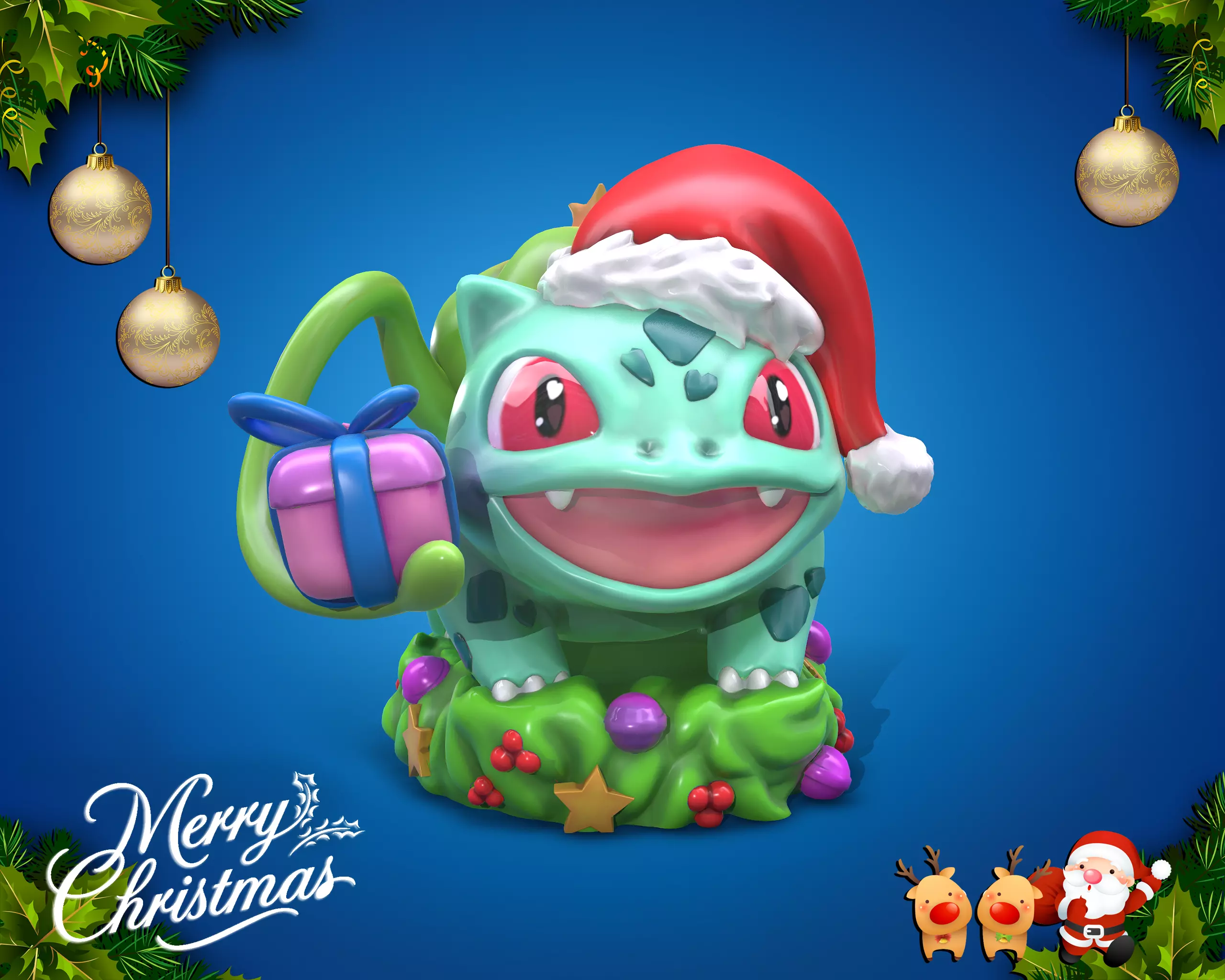Bulbasaur 01 Christmas 3d print Stl Pokemon 3D print model