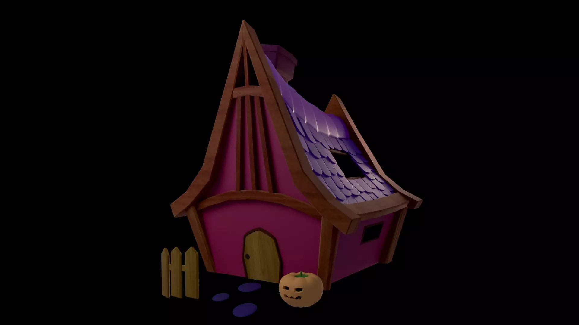 Low Poly Witch House Exterior Low-poly 3D model