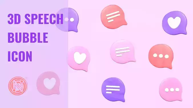 3D Speech Bubble Icon 3D model