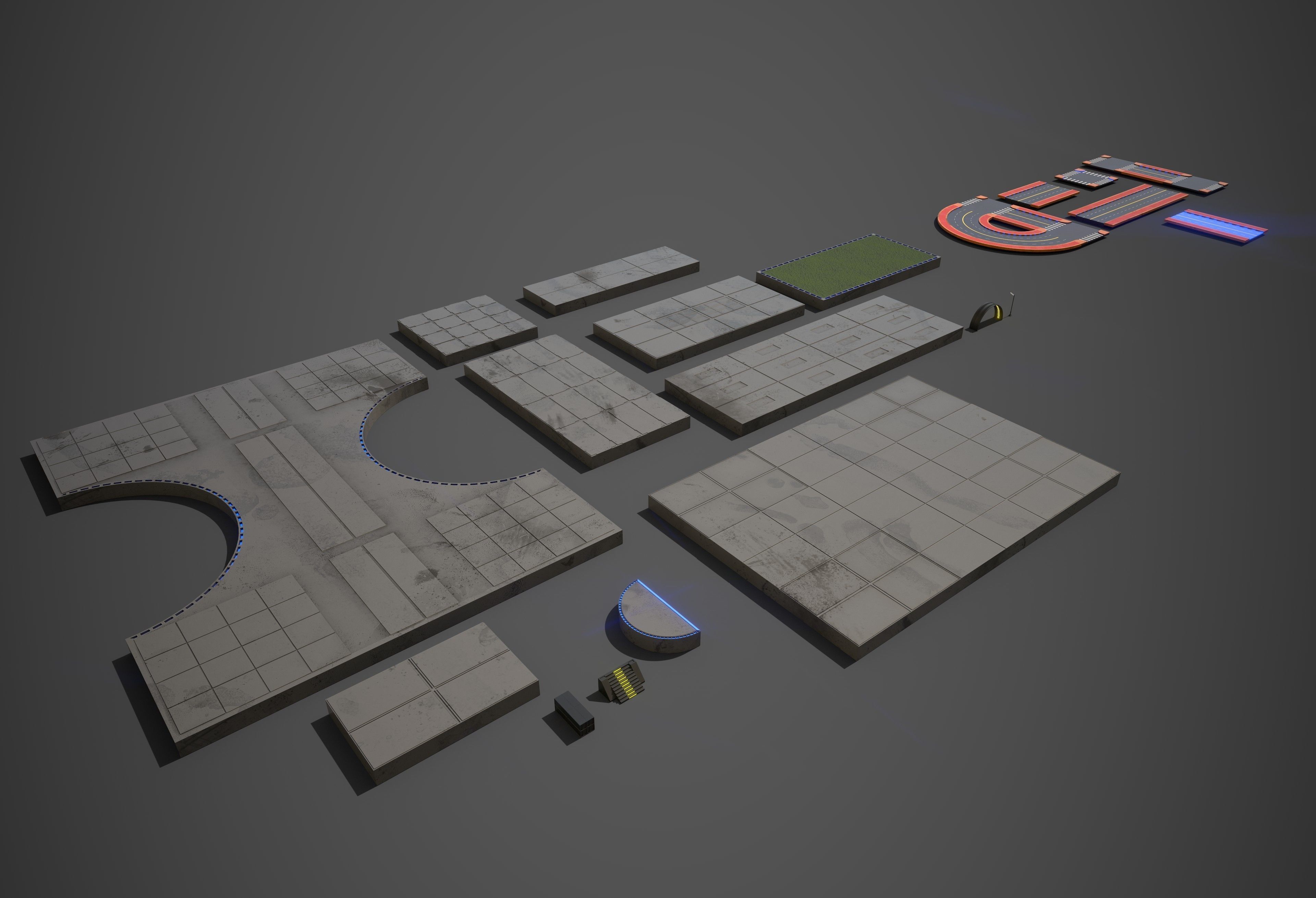 3D model Sci Fi Modular Road Pack VR / AR / low-poly | CGTrader