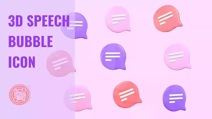 3D Speech Bubble Icon 3D model