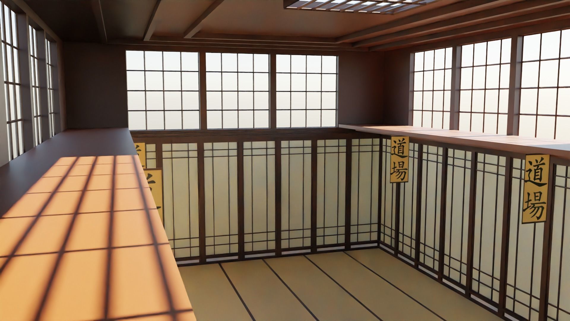 Kung-Fu Hall Low-poly 3D model_4