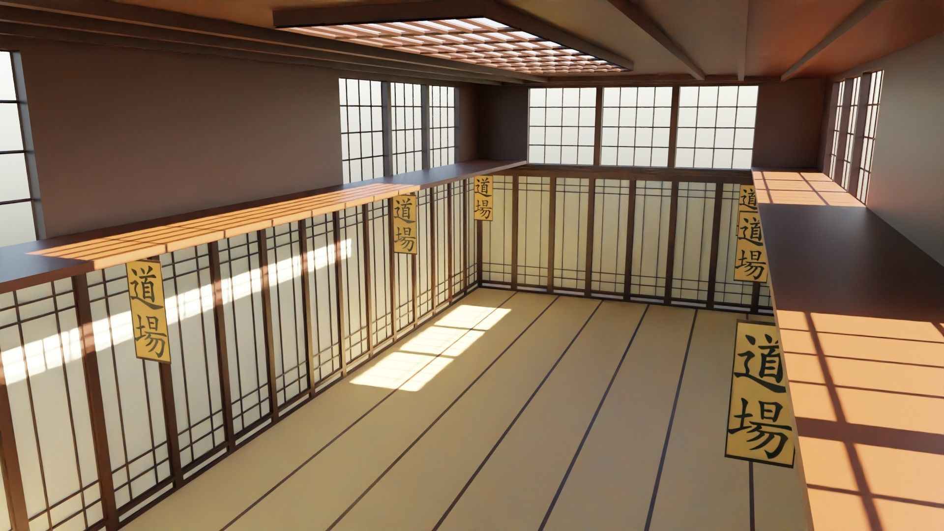 Kung-Fu Hall Low-poly 3D model_3