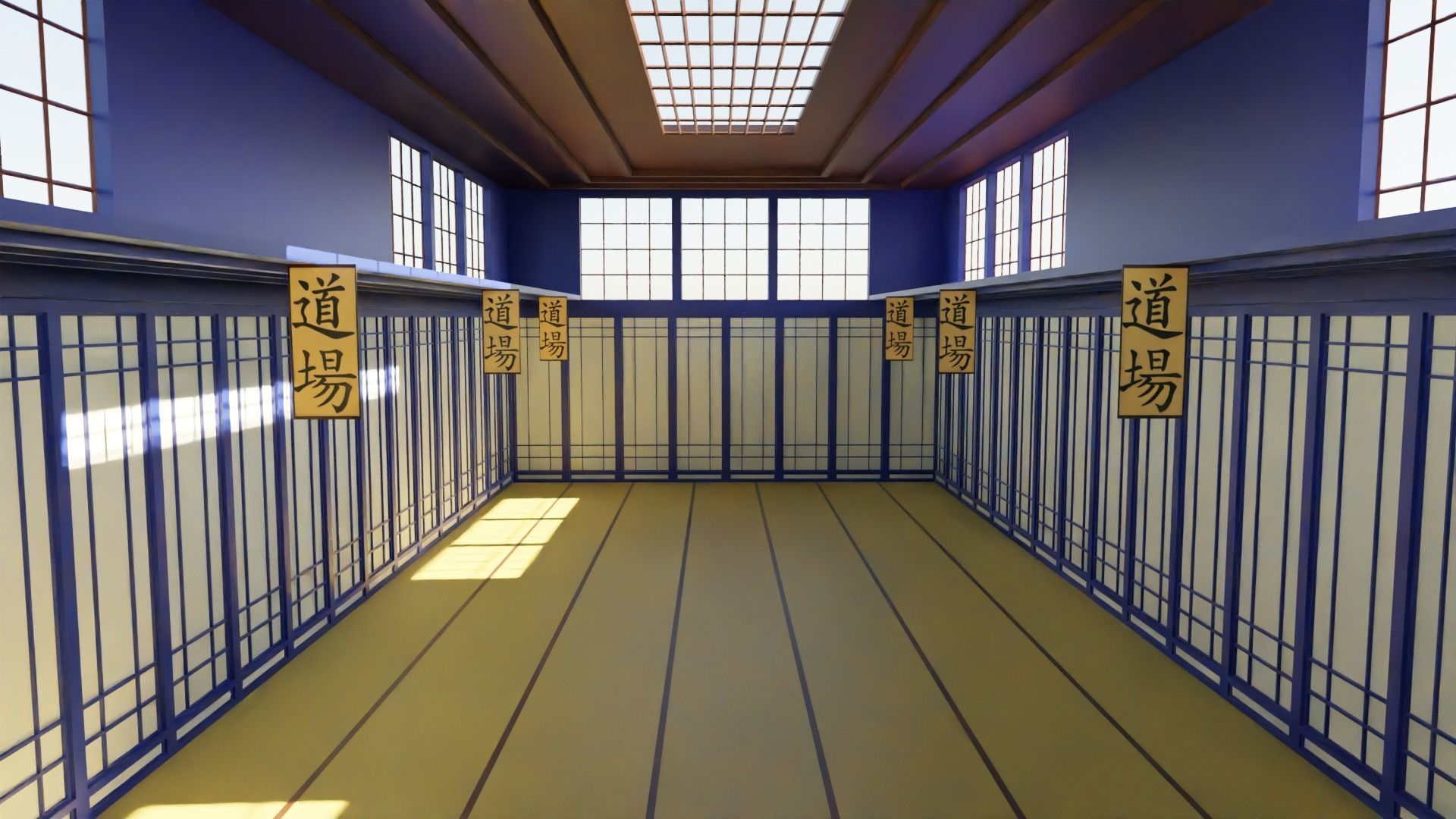 Kung-Fu Hall Low-poly 3D model_1