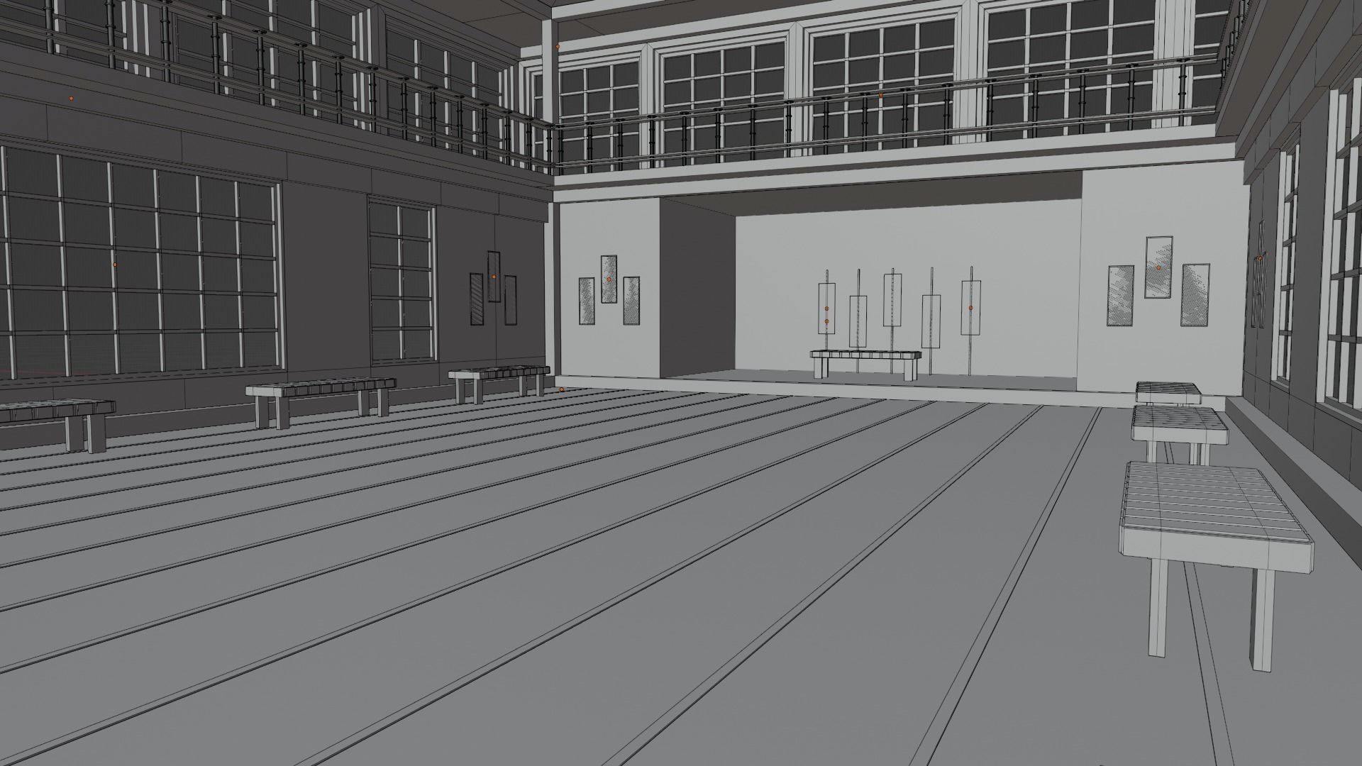 Japanese Dojo Low-poly 3D model_8