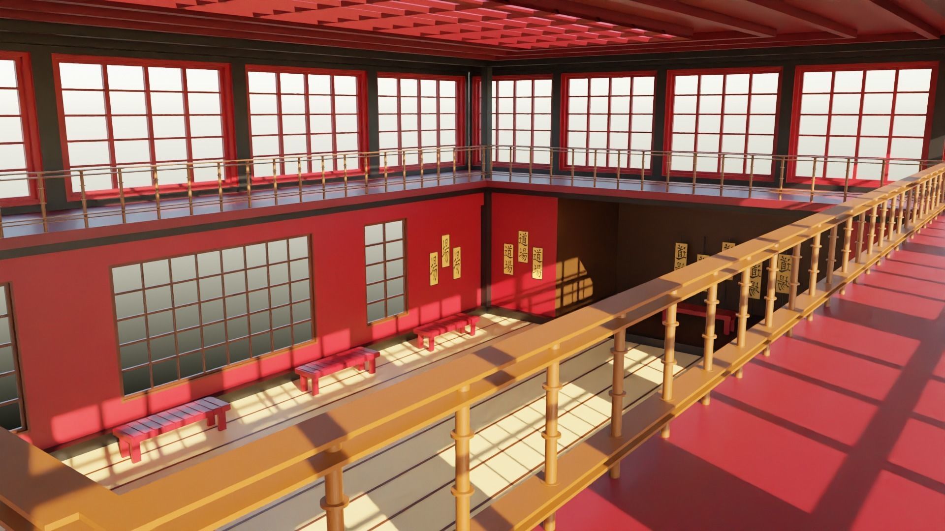 Japanese Dojo Low-poly 3D model_4