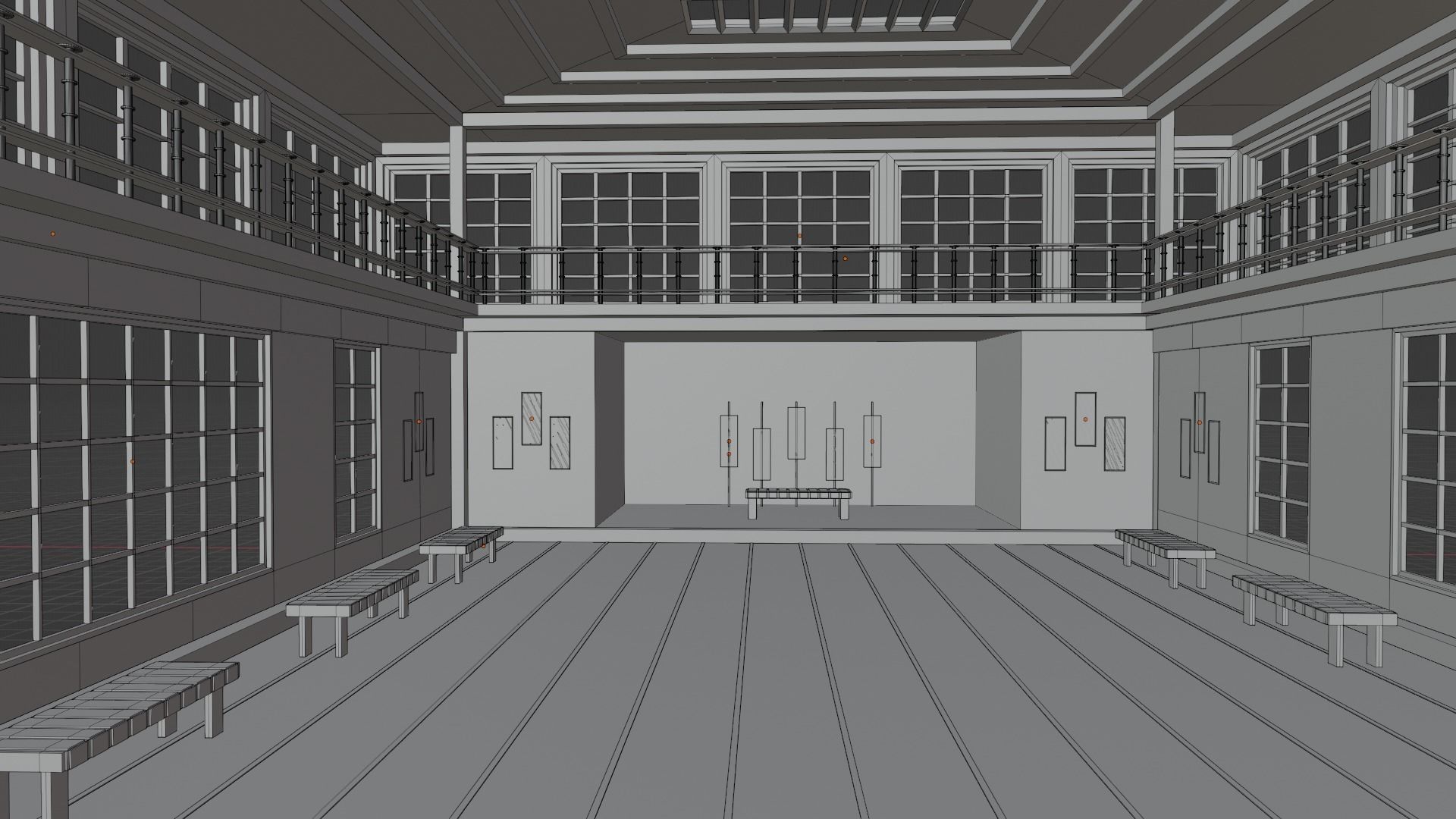 Japanese Dojo Low-poly 3D model_7