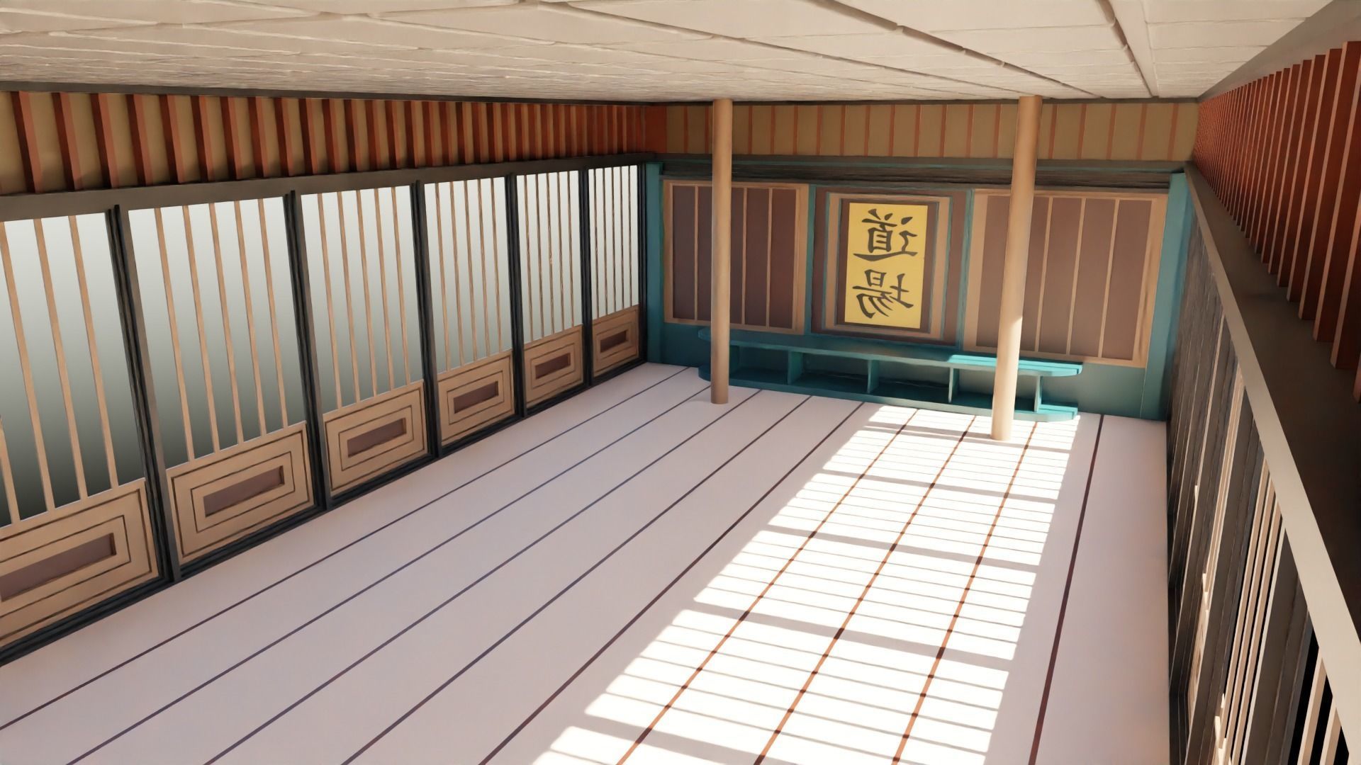 Dojo Hall Low-poly 3D model_6